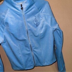 RARE Baby phat X forever 21 baby blue velvet velour zip up jacket 💙